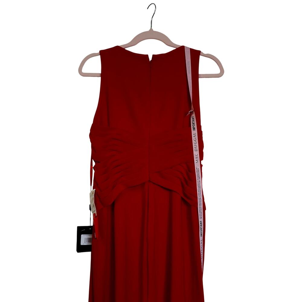 🧜♀️ Mac Duggal Ieena Red Jersey Criss Cross V-Neck Mermaid Slit Gown 55703 NWT - Picture 8 of 11